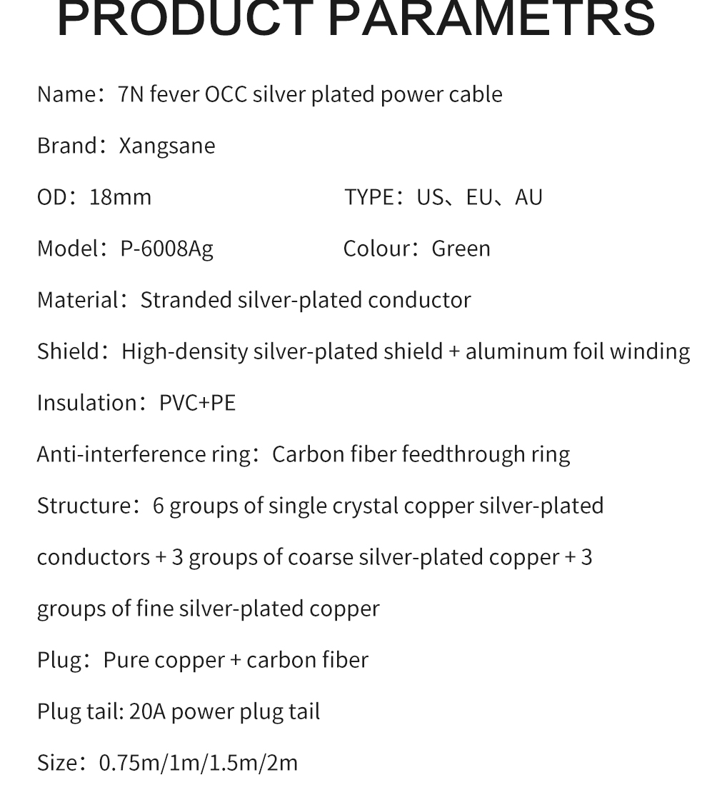 Xangsane-7N-OCC-P-6008Ag-Hifi-Speaker-IEC-C19-Audio-Silver-Power-Cable-Rhodium-Plating-Connector-EU-Power-Plug-20A-Power-Plug-2255800222486201