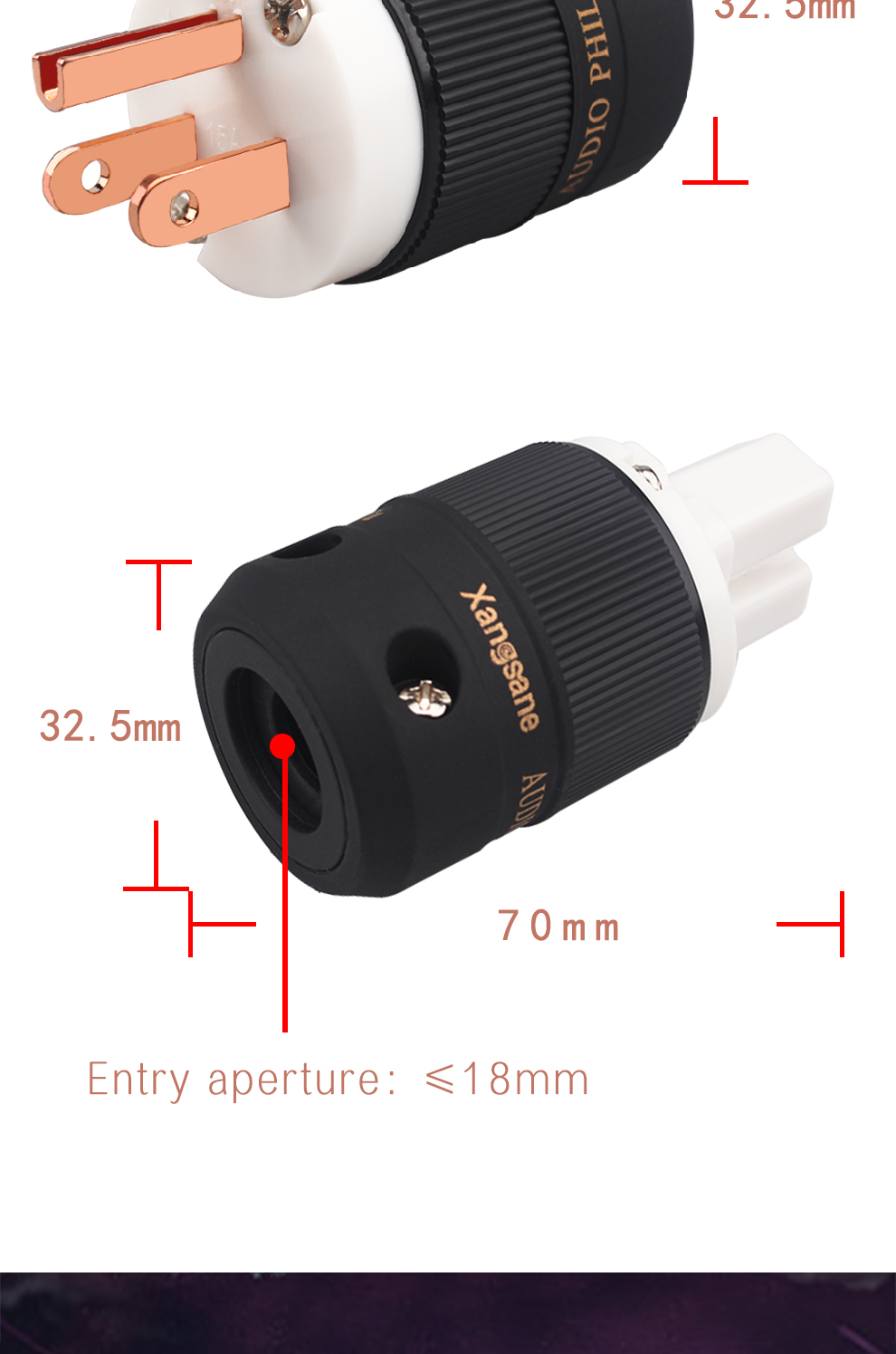 Xangsane-P-03Cu-pure-red-copper-US-powere-plug-set-of-HiFi-audio-power-cable-connector-accessories-power-amplifier-tube-plug-2255800735645267