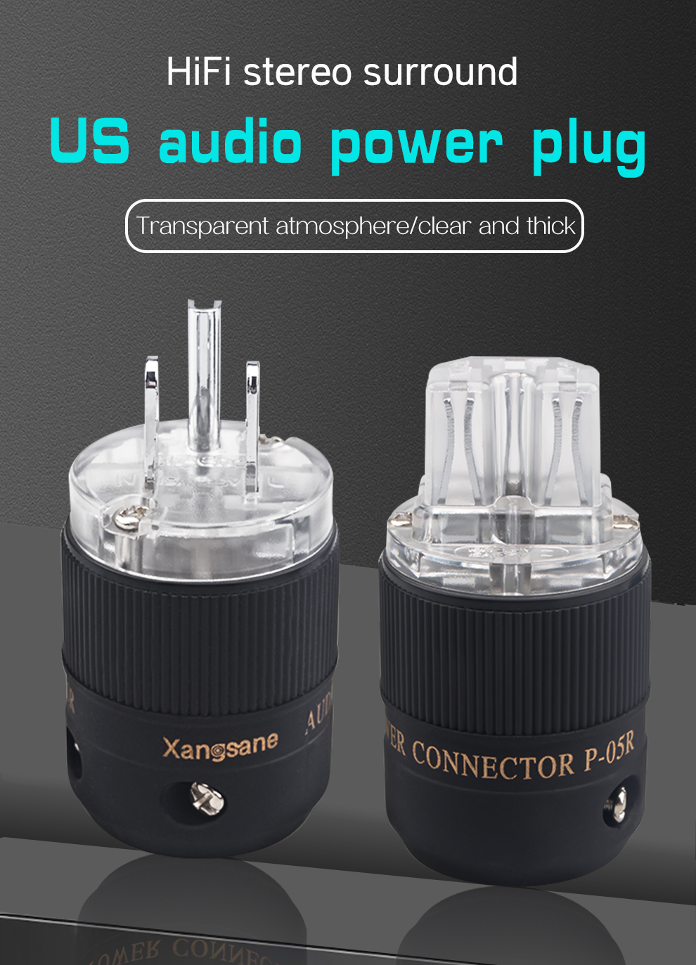 Xangsane-P-05R-fever-grade-hifi-transparent-US-rhodium-plated-power-cable-plug-a-set-of-audio-amplifier-power-cord-male-female-3256801295254739