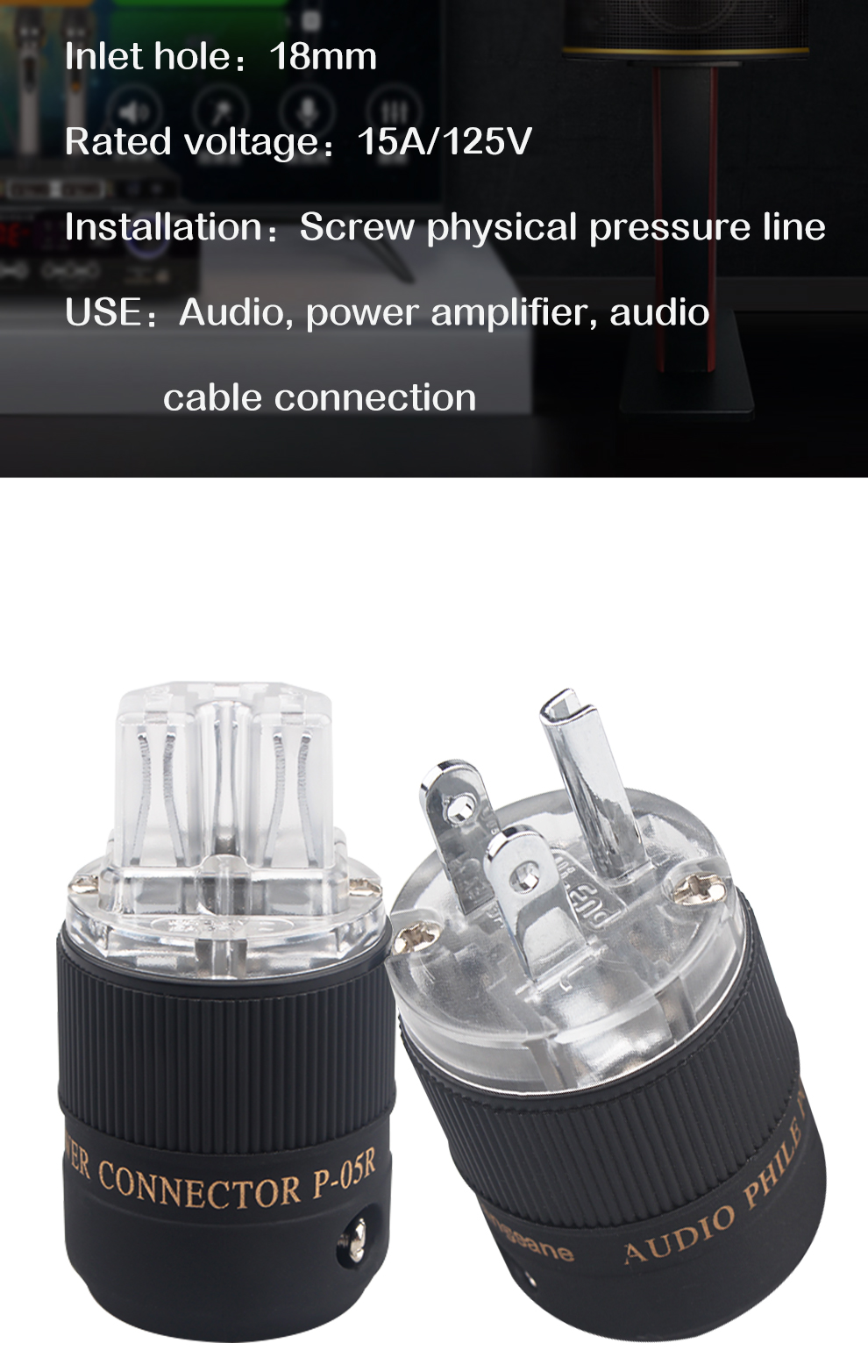 Xangsane-P-05R-fever-grade-hifi-transparent-US-rhodium-plated-power-cable-plug-a-set-of-audio-amplifier-power-cord-male-female-3256801295254739