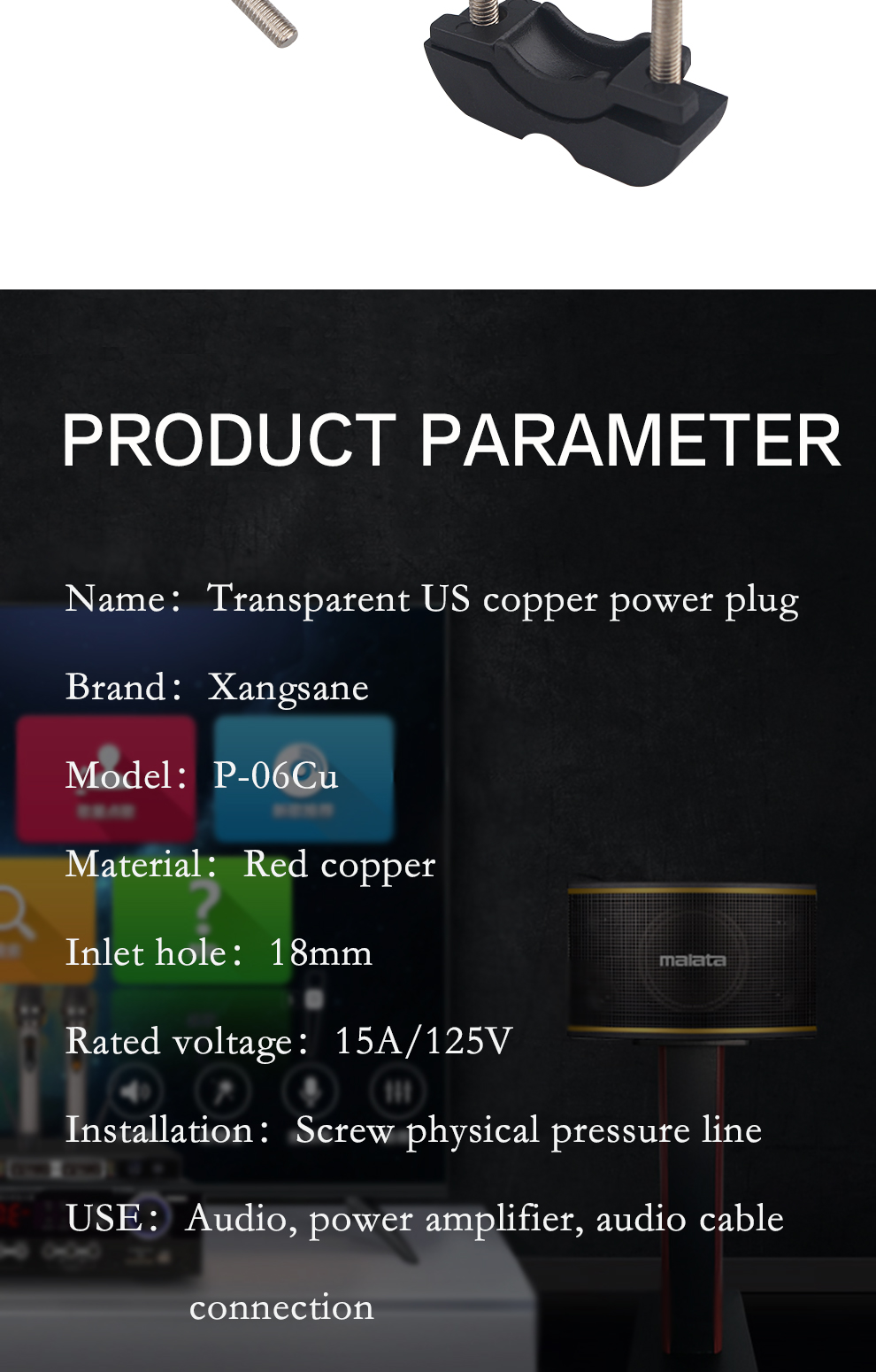 Xangsane-P-06Cu-1set-Pure-red-copper-US-audio-HiFi-power-plug-power-cable-DIY-accessories-set-of-power-amplifier-cable-3256801306730259