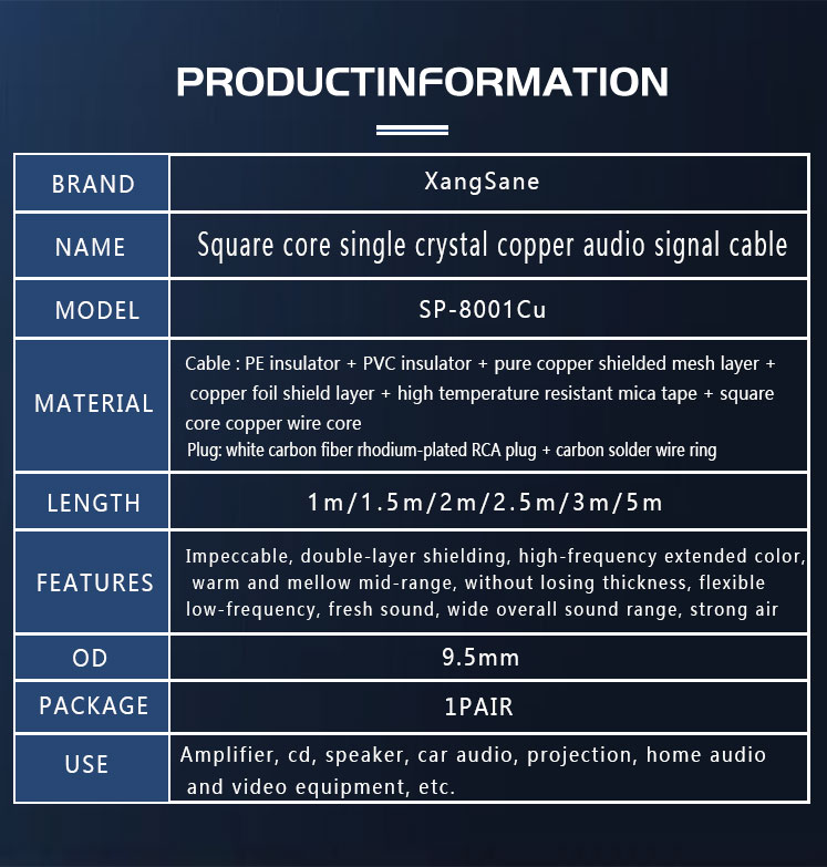 Xangsane-SP-8001Cu-square-core-OCC-copper-wire-audio-signal-cable-carbon-fiber-high-quality-rca-to-rca-cable-hifi-audio-cable-2252799821465993