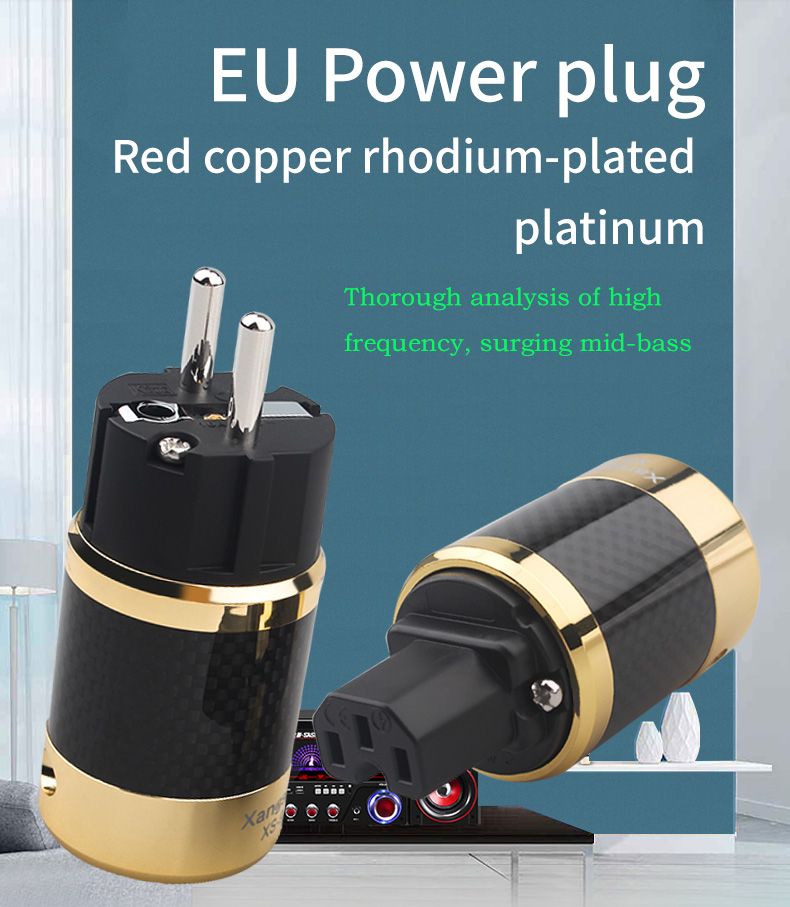 Xangsane-fever-hifi-one-set-carbon-fiber-red-copper-rhodium-plated-platinum-EU-power-cable-plug-power-amplifier-interface-DIY-3256801521297912