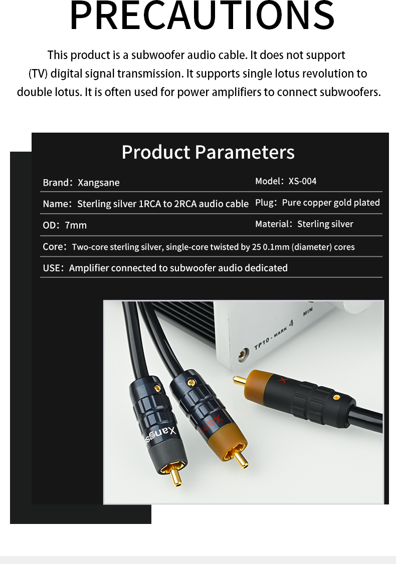 xangsane-4N-sterling-silver-one-rca-to-two-rca-audio-cable-subwoofer-special-amplifier-adapter-wiring-is-not-used-for-digital-3256804042231384